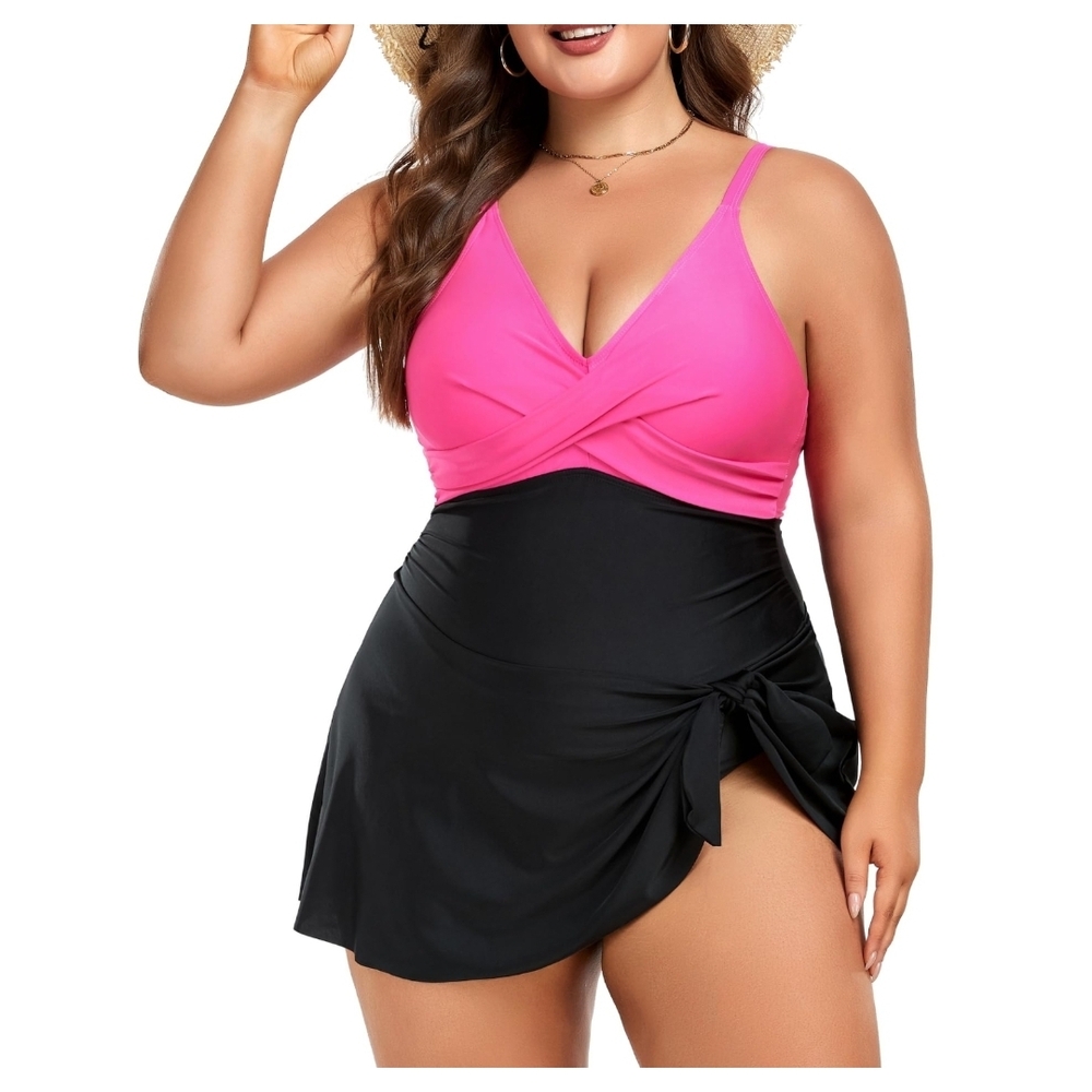 MFAVIP - 3X WPink and Black Swim Dress